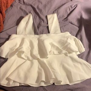 Zara white ruffles top - cropped with 3 inch strap